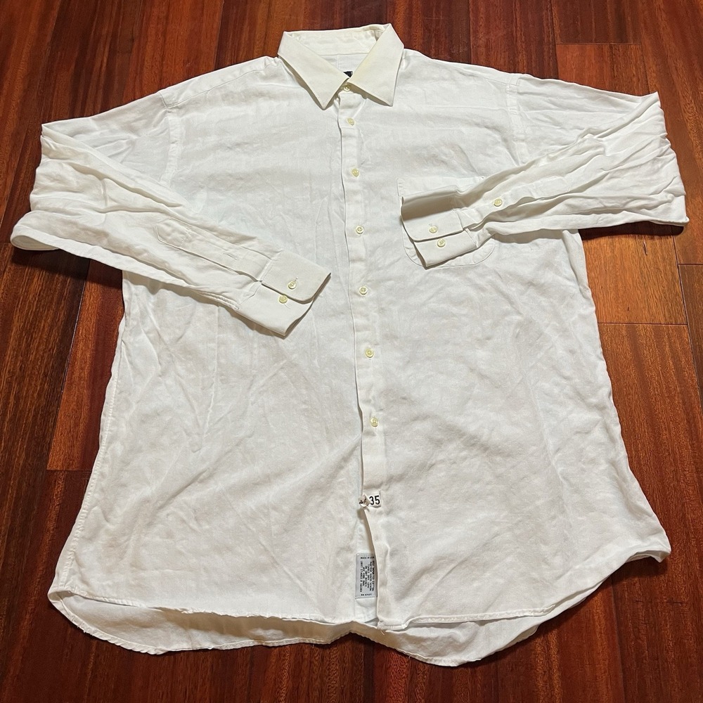 Vintage Gitman Bros. Shirt Mens 16.5 34 Solid White Made In USA 80's 90's FLAWED
